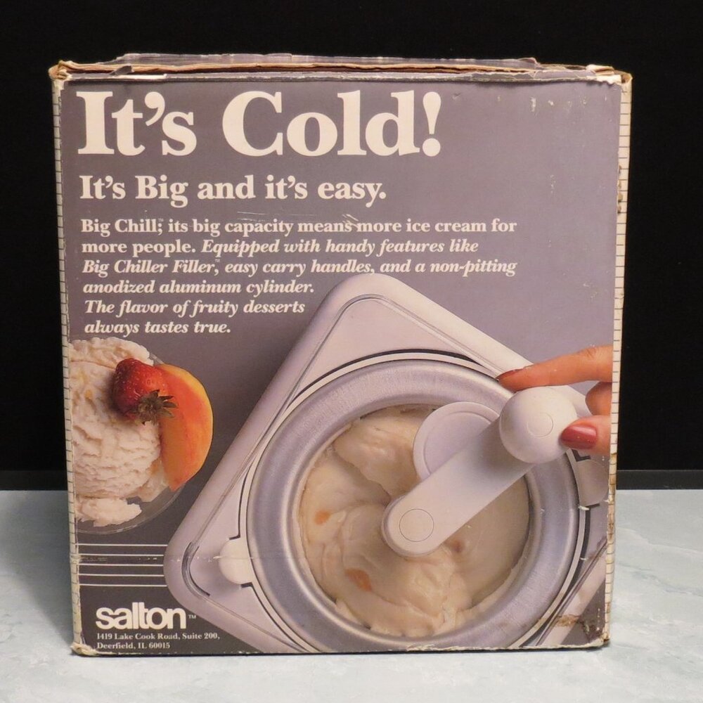 SALTON Big Chill Ice Cream / froyo Maker Hand Cranked - COMPLETE in BOX - GUC